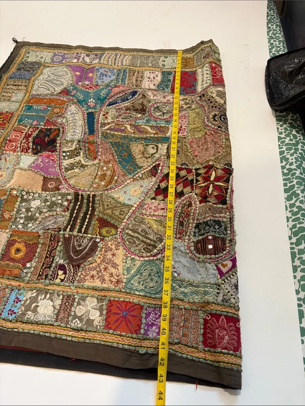 Embroidered Patchwork Textile Wall Hanging - Multicolor